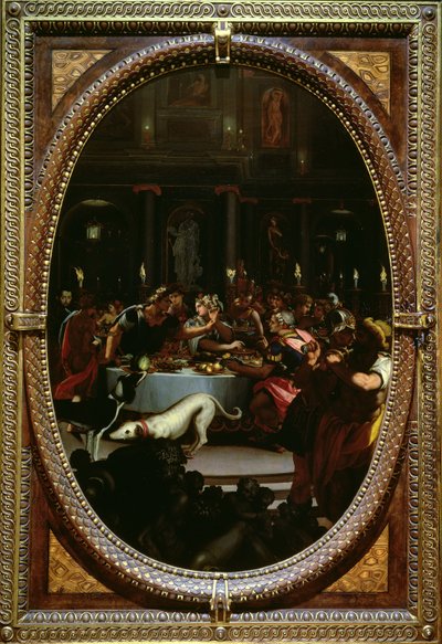 克利奥帕特拉的宴会，1572年（石板） 作者 Alessandro Allori